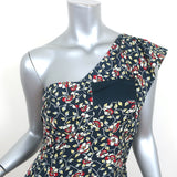 Isabel Marant One Shoulder Mini Dress Ricco Navy Floral Print Silk Size 40