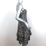 Isabel Marant One Shoulder Mini Dress Ricco Navy Floral Print Silk Size 40