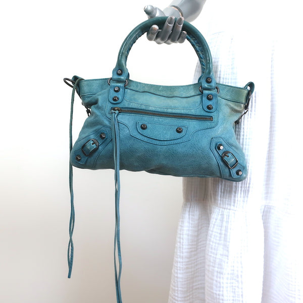 Balenciaga Classic Bag Turquoise Leather Bag – Celebrity