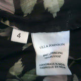 Ulla Johnson Ruffle Top Flora Black Floral Print Silk Size 4 Cap Sleeve Blouse