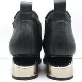 Alexander Wang Kori Ankle Boots Black Leather Size 37.5 Cutout Heel Booties