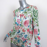 Christian Dior Blouse Cream/Multi Floral Print Jersey Size 40 Long Sleeve Top