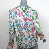 Christian Dior Blouse Cream/Multi Floral Print Jersey Size 40 Long Sleeve Top