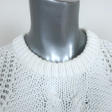 SEA Eyelet-Sleeve Sweater White Cable Knit Size Extra Small Short Sleeve Top