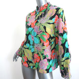 Momoni Blouse Franklin Floral Print Seersucker Size 40 Long Sleeve Top NEW
