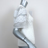 SEA Eyelet-Sleeve Sweater White Cable Knit Size Extra Small Short Sleeve Top