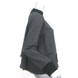 SEA Ruffled-Back Long Sleeve Top Gray Prince Of Wales Check Size Small