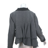 SEA Ruffled-Back Long Sleeve Top Gray Prince Of Wales Check Size Small