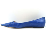 Jimmy Choo Attila Pointed Toe Flats Blue Elaphe Snakeskin Size 37