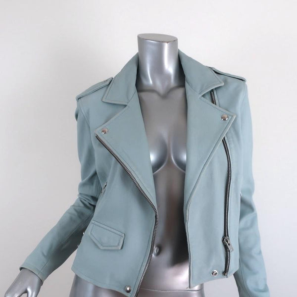 Iro light blue leather jacket on sale