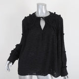 IRO Blouse Montana Black Ruffle-Trim Fil Coupe Size 36 Long Sleeve Top available at CelebrityOwned.com img_1