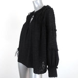 IRO Blouse Montana Black Ruffle-Trim Fil Coupe Size 36 Long Sleeve Top available at CelebrityOwned.com img_2
