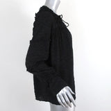 IRO Blouse Montana Black Ruffle-Trim Fil Coupe Size 36 Long Sleeve Top available at CelebrityOwned.com img_4