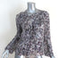IRO Blouse Voodoo White/Multi Printed Ruffled Chiffon Size 34 Long Sleeve Top