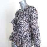 IRO Blouse Voodoo White/Multi Printed Ruffled Chiffon Size 34 Long Sleeve Top available at CelebrityOwned.com img_3
