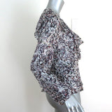 IRO Blouse Voodoo White/Multi Printed Ruffled Chiffon Size 34 Long Sleeve Top available at CelebrityOwned.com img_4