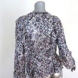 IRO Blouse Voodoo White/Multi Printed Ruffled Chiffon Size 34 Long Sleeve Top available at CelebrityOwned.com img_5