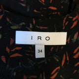 IRO Mini Dress Jicka Black Ruffled Printed Silk Size 34 Cap Sleeve V-Neck available at CelebrityOwned.com img_6