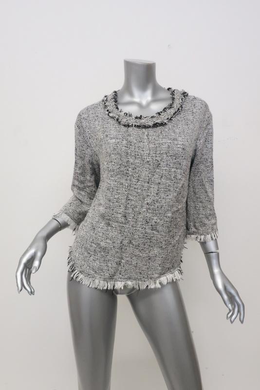 IRO Top Bardy White/Black Frayed Boucle Tweed Size 36 available at CelebrityOwned.com img_1