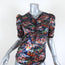 Isabel Marant Blouse Navy/Multi Ruched Floral Print Lame Size 36 V-Neck Top