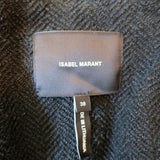 Isabel Marant Double Breasted Jacket Black Leather-Trim Herringbone Size 38 available at CelebrityOwned.com img_7