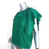 Isabel Marant Etoile Blouse Audrina Green Embroidered Crepe Top Size 34 available at CelebrityOwned.com img_3