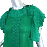 Isabel Marant Etoile Blouse Audrina Green Embroidered Crepe Top Size 34 available at CelebrityOwned.com img_4