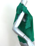 Isabel Marant Etoile Blouse Audrina Green Embroidered Crepe Top Size 34 available at CelebrityOwned.com img_5