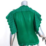 Isabel Marant Etoile Blouse Audrina Green Embroidered Crepe Top Size 34 available at CelebrityOwned.com img_6