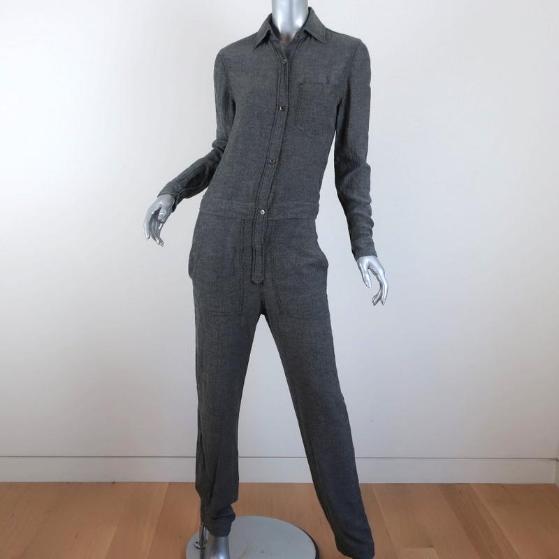 Isabel Marant Etoile Long Sleeve Jumpsuit Peters Gray Gabardine Size 34 available at CelebrityOwned.com img_1