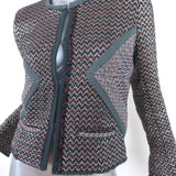 Isabel Marant Jacket Peru Silver Metallic Zig Zag Jacquard Size 1 available at CelebrityOwned.com img_3