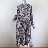 Isabel Marant Midi Dress Olympia White/Multi Printed Silk Size 34 Long Sleeve available at CelebrityOwned.com img_2