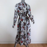 Isabel Marant Midi Dress Olympia White/Multi Printed Silk Size 34 Long Sleeve available at CelebrityOwned.com img_6