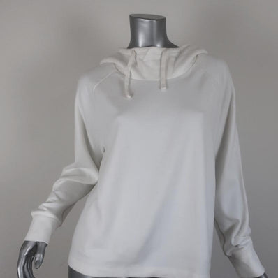 James Perse Oversized Hoodie White Cotton-Blend Size 1 Pullover Sweatshirt available at CelebrityOwned.com img_1