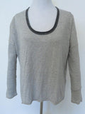 James Perse Sweater Contrast Trim Linen Blend Pullover Heather Gray Size 0 available at CelebrityOwned.com img_1