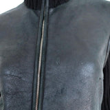 Jil Sander Shearling Jacket Black Leather & Ribbed Knit Size 38 available at CelebrityOwned.com img_2