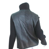 Jil Sander Shearling Jacket Black Leather & Ribbed Knit Size 38 available at CelebrityOwned.com img_6