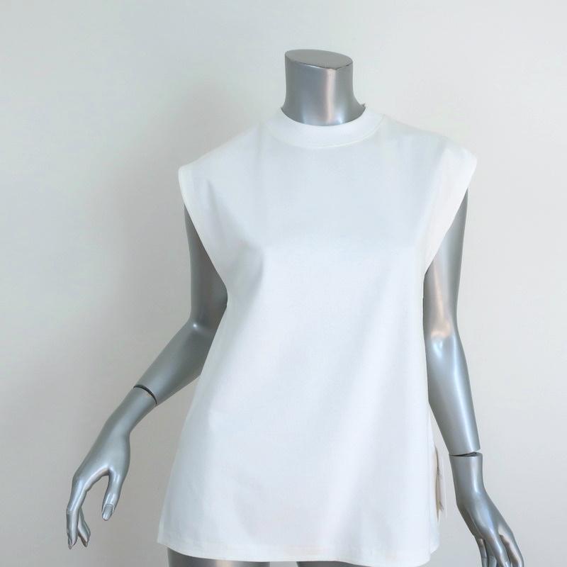 Jil Sander Sleeveless Top White Cotton Size Extra Small Muscle Tee NEW available at CelebrityOwned.com img_1
