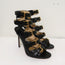Jimmy Choo Trick Buckle Sandals Black Leather Size 37.5 Open Toe High Heel