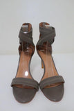 Joie Sandals Elaine Gray Crisscross Elastic & Leather Size 38.5 Open Toe Heel available at CelebrityOwned.com img_4