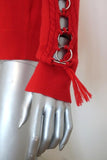 Jonathan Simkhai Ring-Embellished Sweater Red Wool Size Medium Crewneck Pullover available at CelebrityOwned.com img_5