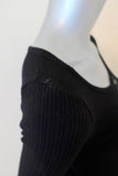 LNA Dress Tori Black Stretch Ribbed Knit Size Small Long Sleeve Snap-Front available at CelebrityOwned.com img_4