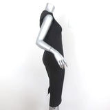 Lanvin Asymmetric Sleeve Dress Black Stretch Wool Size 36 available at CelebrityOwned.com img_4