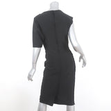 Lanvin Asymmetric Sleeve Dress Black Stretch Wool Size 36 available at CelebrityOwned.com img_5