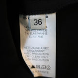 Lanvin Asymmetric Sleeve Dress Black Stretch Wool Size 36 available at CelebrityOwned.com img_7