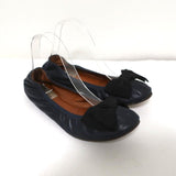 Lanvin Bow Ballet Flats Navy Leather Size 38.5 available at CelebrityOwned.com img_1