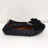 Lanvin Bow Ballet Flats Navy Leather Size 38.5 available at CelebrityOwned.com img_2