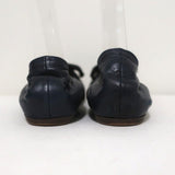 Lanvin Bow Ballet Flats Navy Leather Size 38.5 available at CelebrityOwned.com img_7
