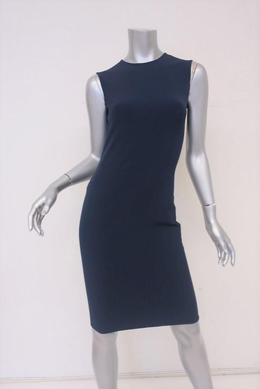 Lanvin Dress Navy Neoprene Size 36 Sleeveless Sheath available at CelebrityOwned.com img_1