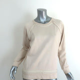 Lanvin Pearl-Trim Sweatshirt Light Beige Cotton Size Small Crewneck Pullover available at CelebrityOwned.com img_1